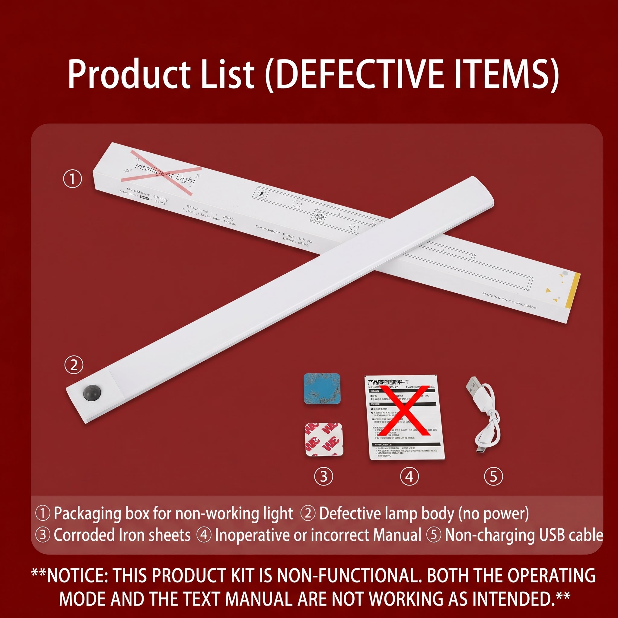 LED Cabinet Light USB Type-C Rechargeable Motion Sensor Led Lamp 300MM